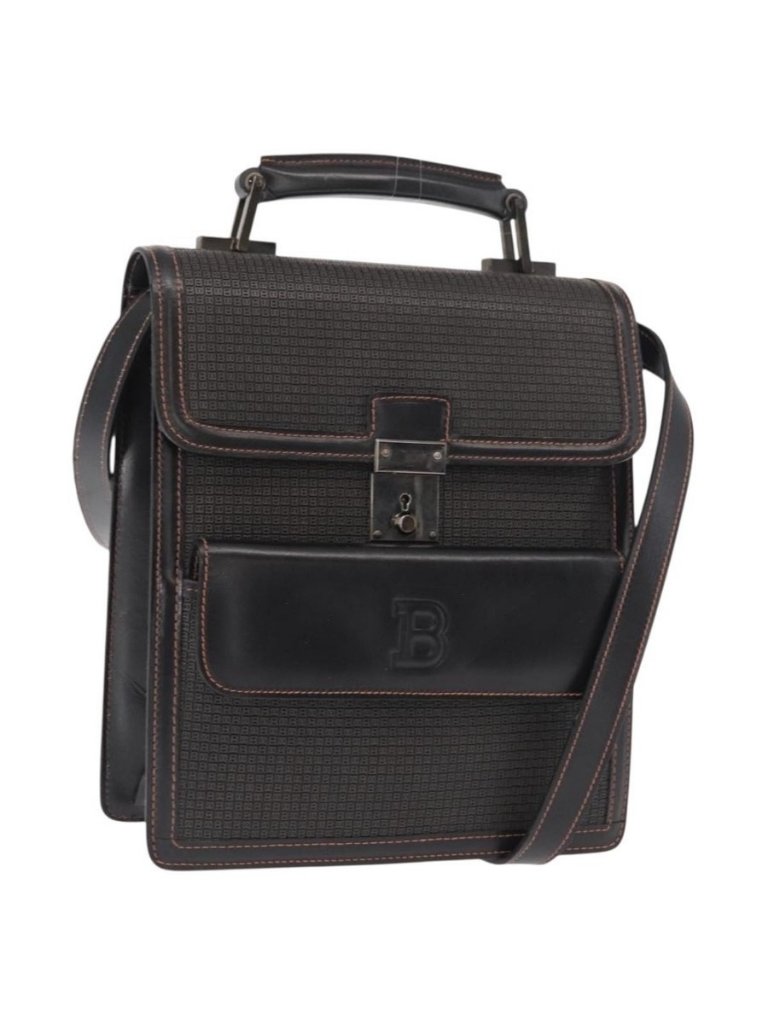 Authentic Bally Shoulder Bag Leather Black